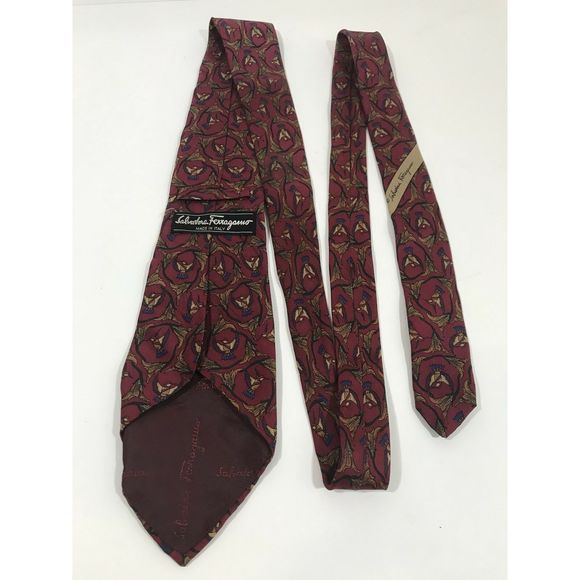 Salvatore Ferragamo Slate Red Silk Tie Italy - Picture 5 of 6